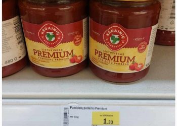 Pomidorų padažas vienoje ne maisto prekių parduotuvėje daug pigesnis nei maisto prekių
