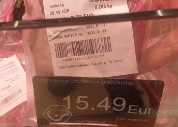 Ant prekystalio kaina viena, o ant pakuotes jau kita