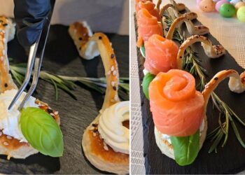 Šaukštelių formos užkandukai su lašiša