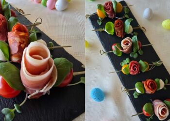 Greitai paruošiami užkandukai su kumpiu ir dešra