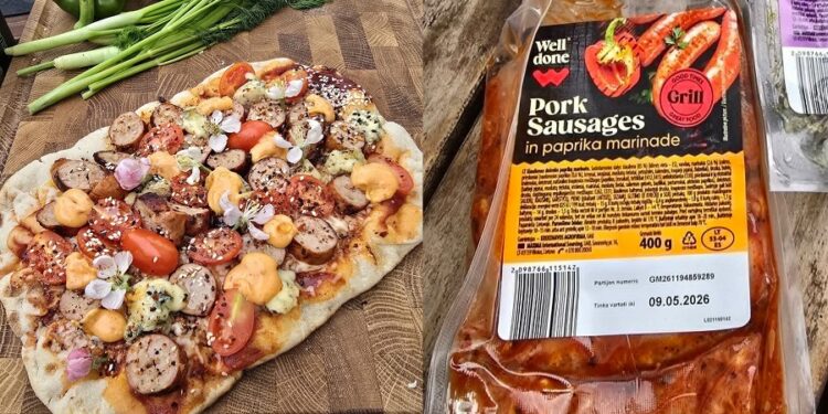 Pinza su grilintomis kiaulienos dešrelėmis